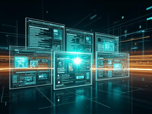 Une interface graphique représentant un flux de données visuel et interactif.
